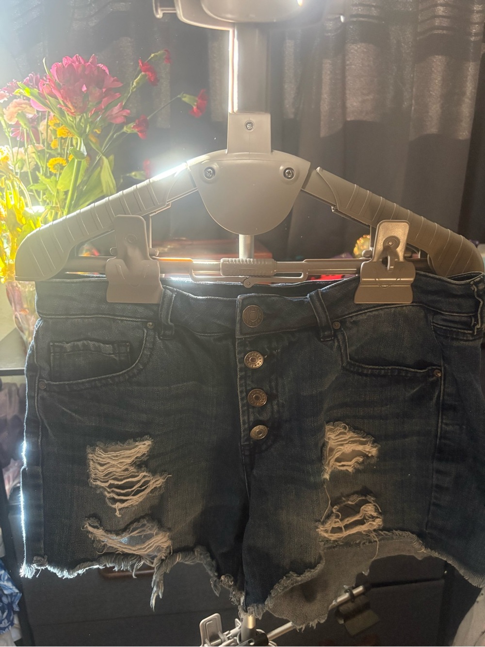refuge Distressed Dark Blue Denim Shorts